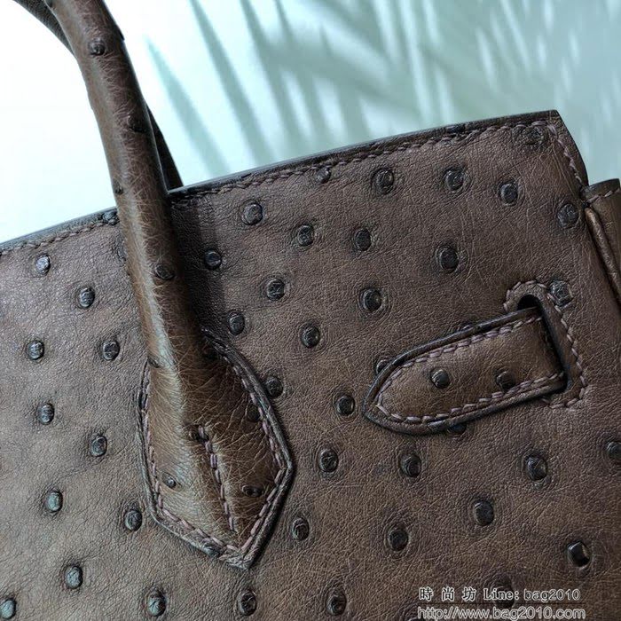 HERMES愛馬仕 鉑金包 Birkin 30 南非原產KK級鴕鳥皮 頂級工藝 手縫蠟線   Ama1195